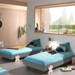 Kinderbett Modulo Puzzle 90x200 stapelbar 2er-Set - anthrazit/Kiefer