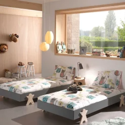 Kinderbett Modulo Smiley 90x200 stapelbar 2er Set - anthrazit/Kieferholz