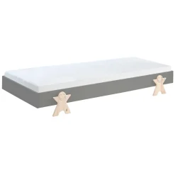 Kinderbett Modulo Smiley 90x200 stapelbar 2er Set - anthrazit/Kieferholz