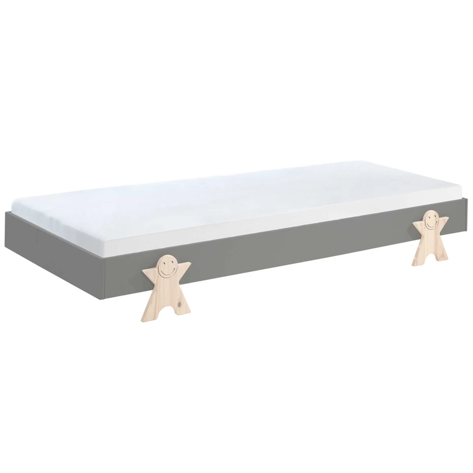 Kinderbett Modulo Smiley 90x200 stapelbar 3er Set - anthrazit/Kieferholz