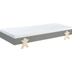 Kinderbett Modulo Smiley 90x200 stapelbar 4er-Set - anthrazit/Kieferholz