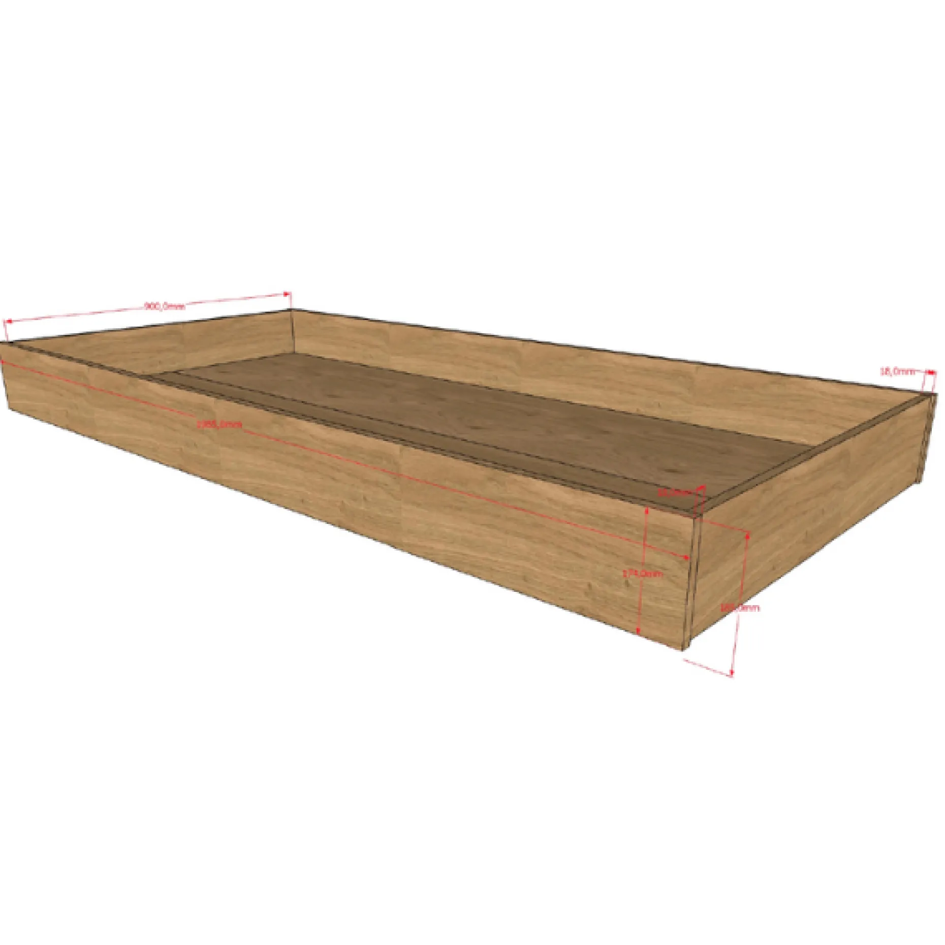 Kinderbett Sammie mit Bettkasten - 90x200cm - Eiche Dekor
