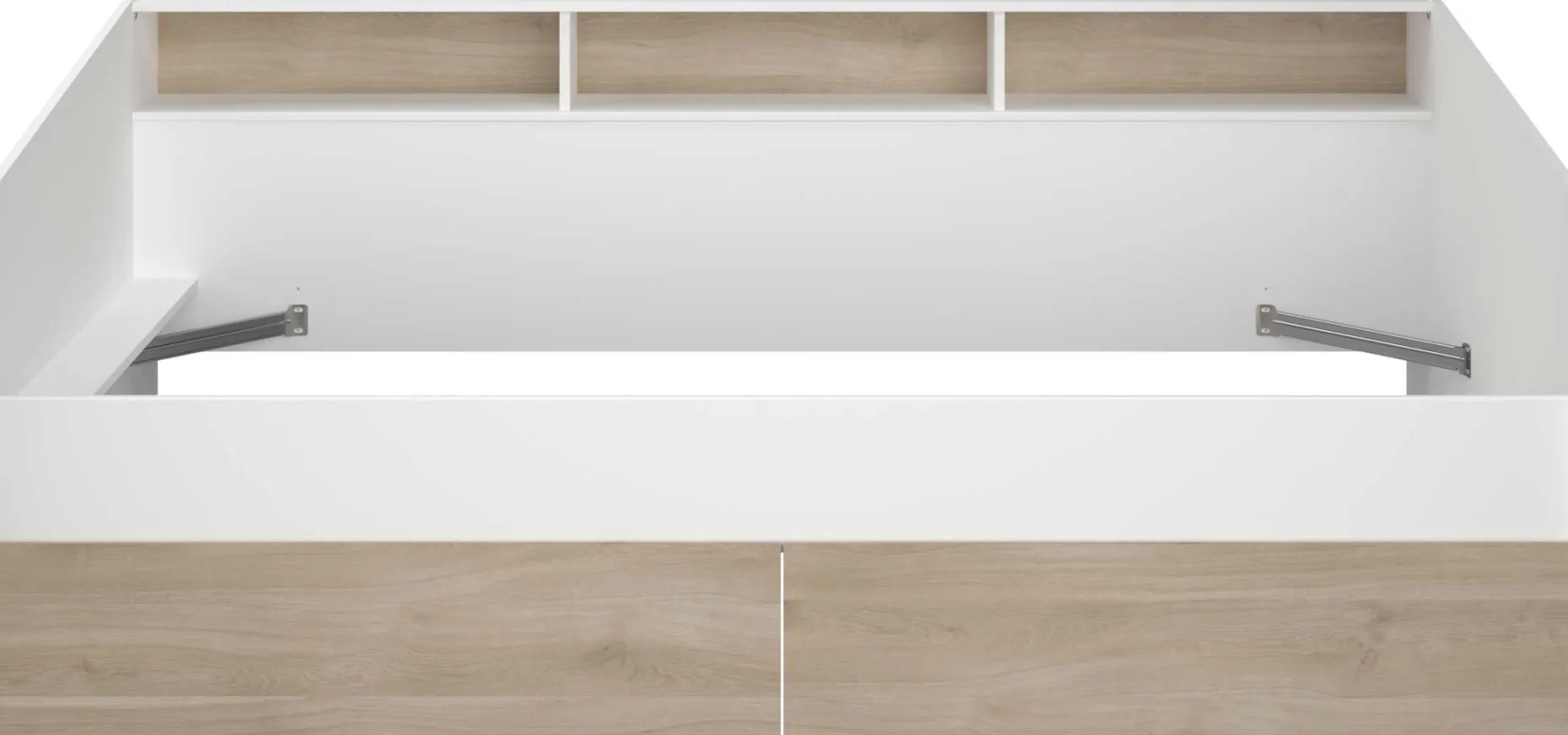 Kinderbett Sleep 90x200cm mit Bettkästen - weiß/Eiche Dekor