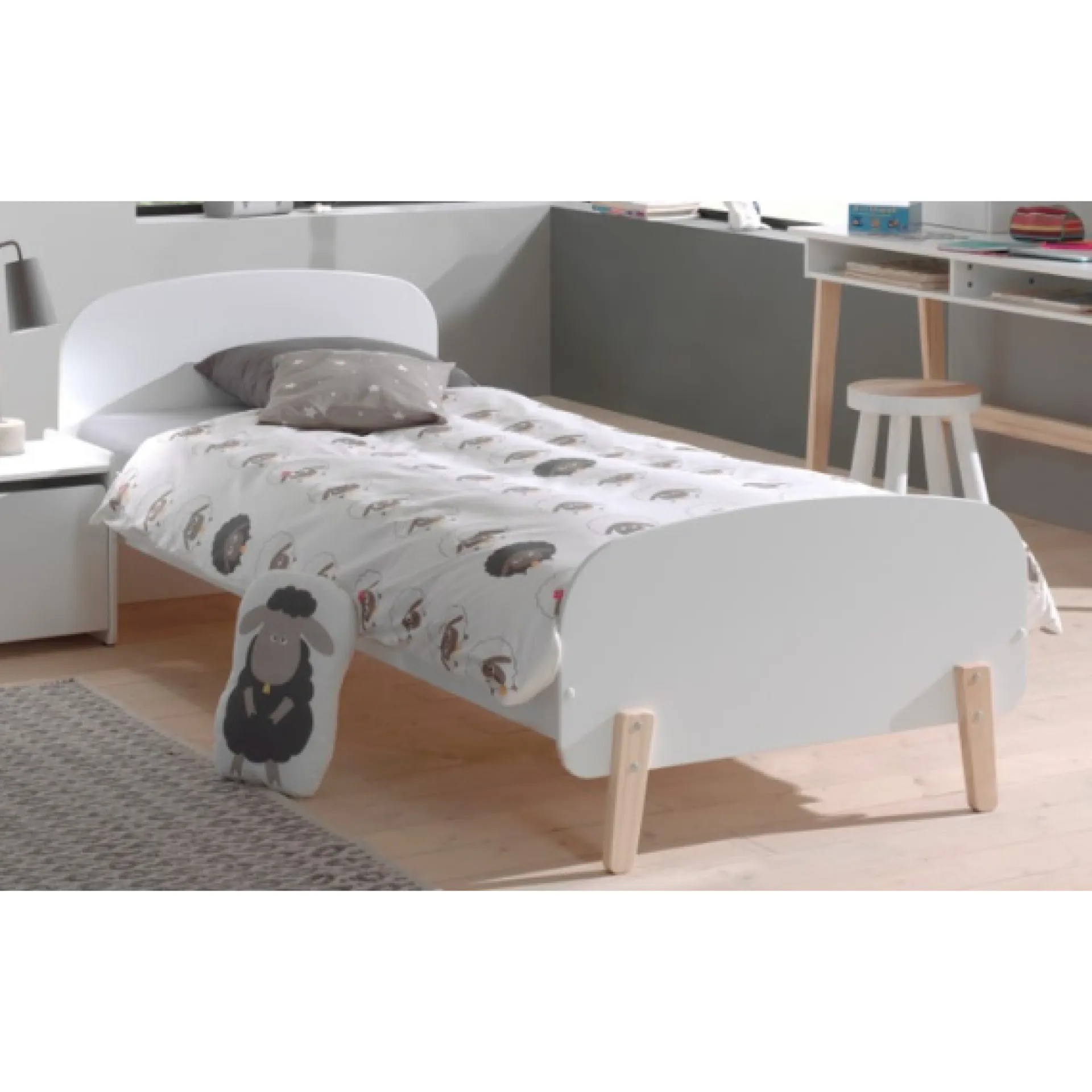 Kinder Vipack Kinderbett 90x200 cm mit Lattenrost und Nachttisch Kiddy-
