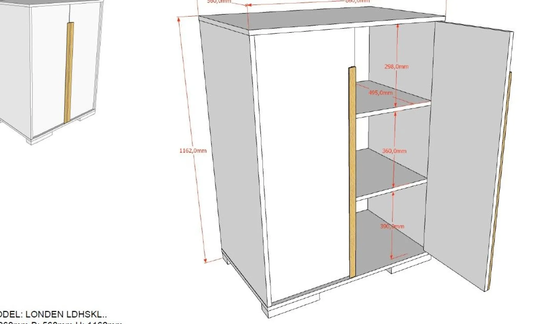Kinderkleiderschrank London 98x56x116cm - weiß