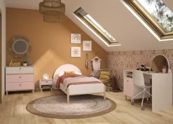 Kinder Gautier - Gami Kinderschreibtisch Romy | 110 x 52 x 85 cm | weiß-pastellrosa