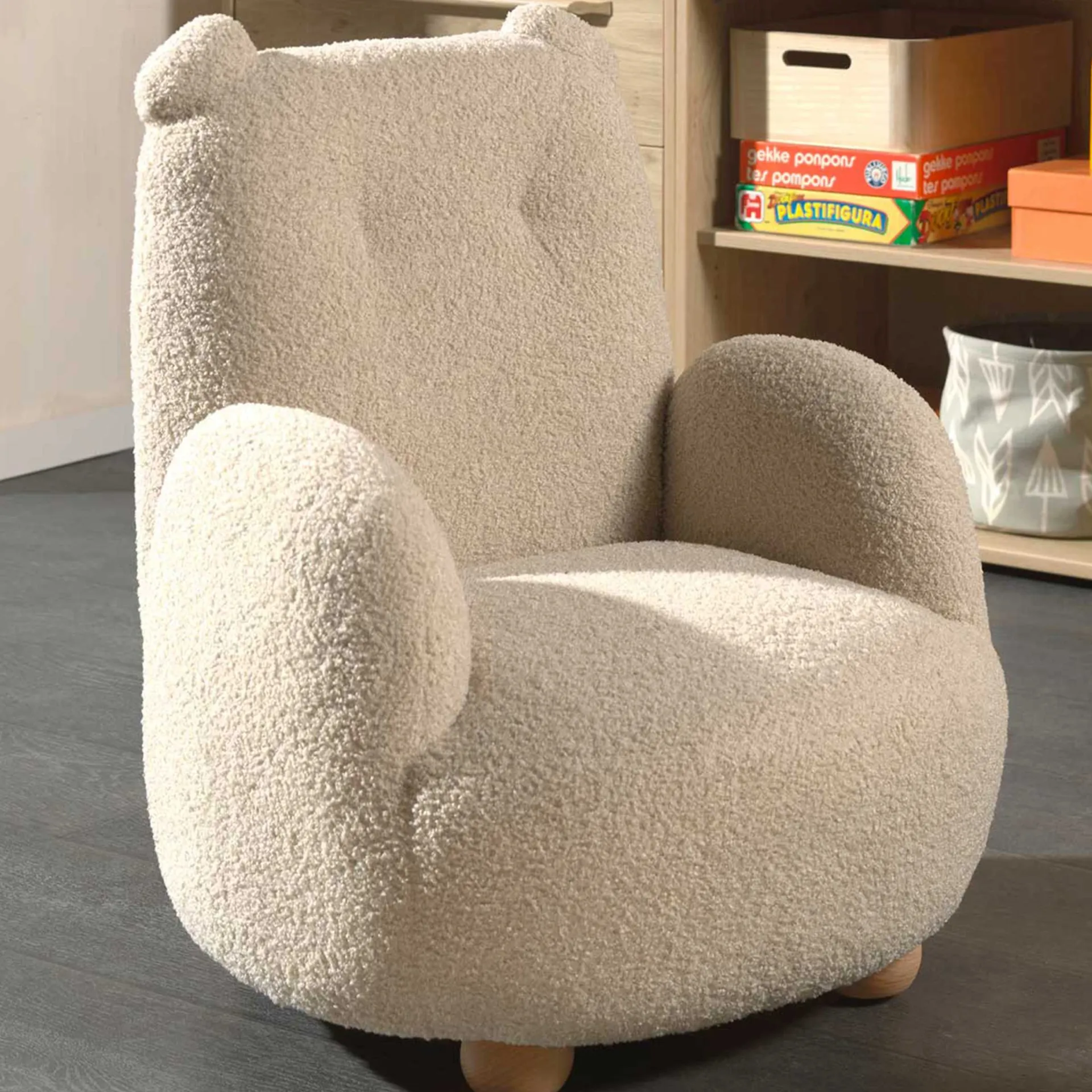 Kinder Vipack Kindersessel Rocky Bär - 60x57x67,5cm - Bouclé Stoff