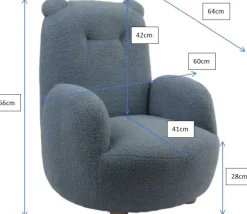 Kinder Vipack Kindersessel Rocky Bär - 60x57x67,5cm - er Bouclé Stoff
