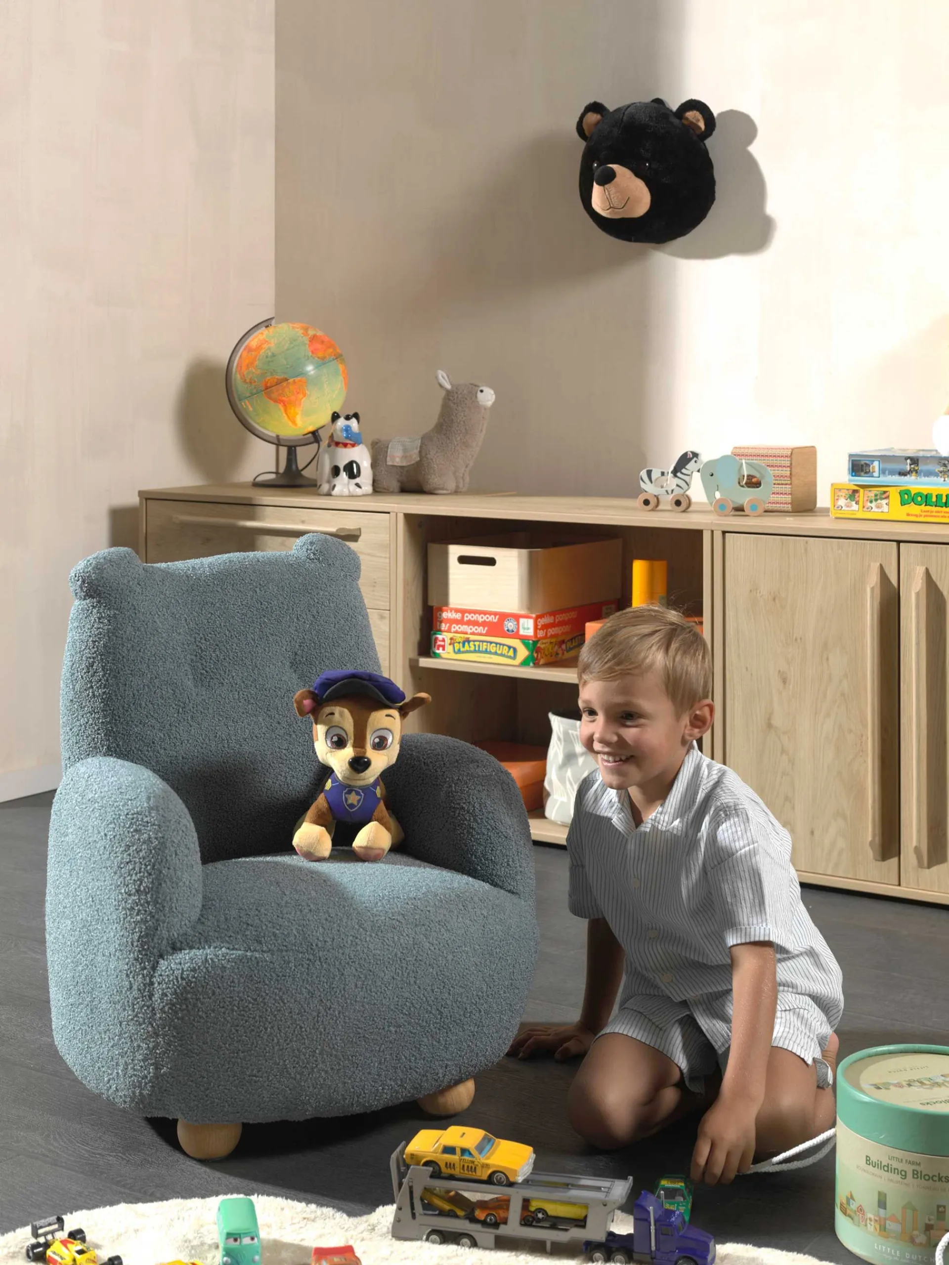 Kinder Vipack Kindersessel Rocky Bär - 60x57x67,5cm - er Bouclé Stoff