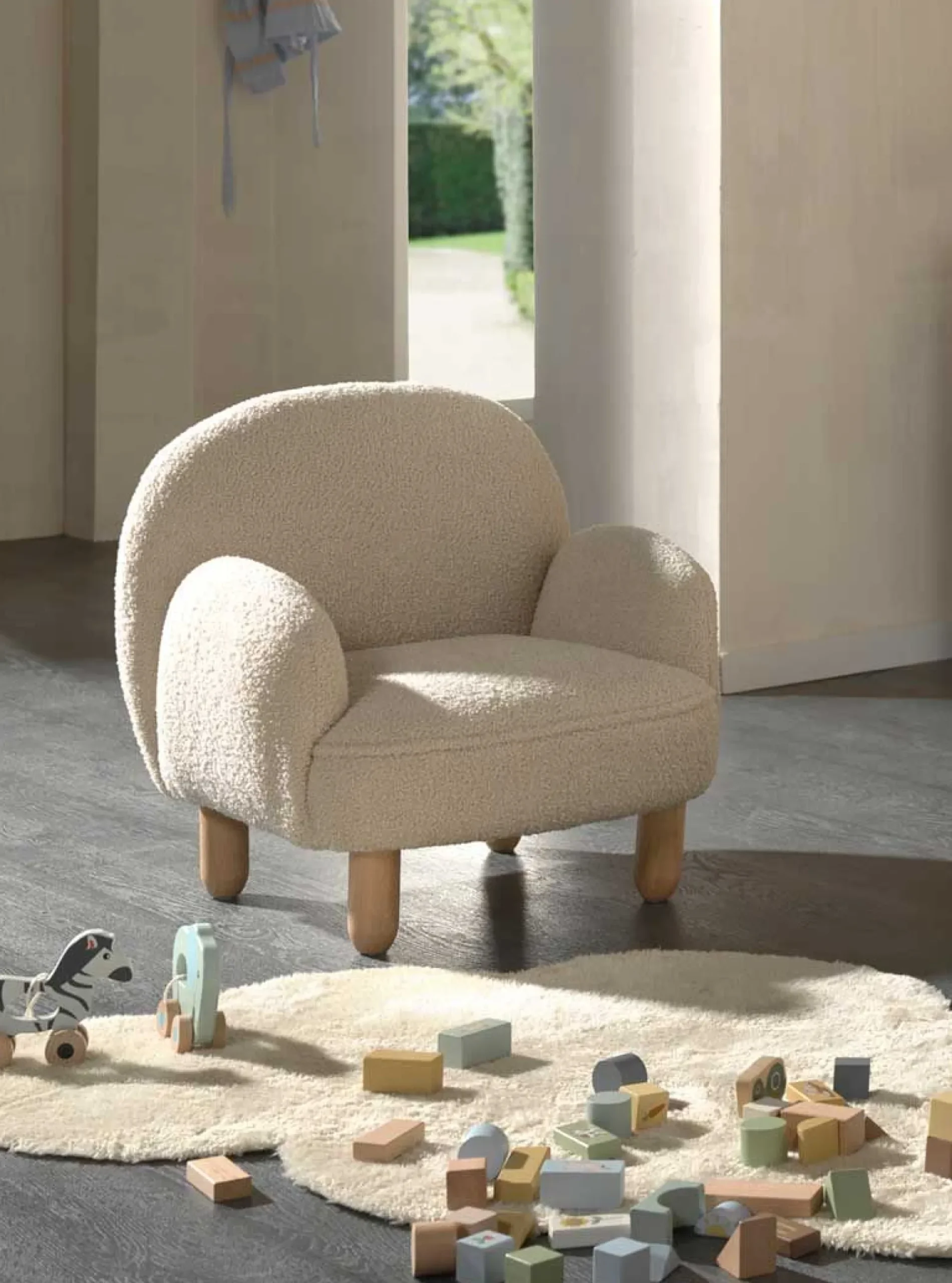 Kinder Vipack Kindersessel Rocky - 56x54x49cm - Bouclé-Stoff