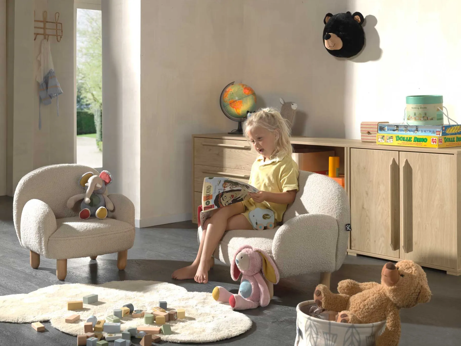 Kinder Vipack Kindersofa Rocky - 89x54x45cm - Bouclé-Stoff