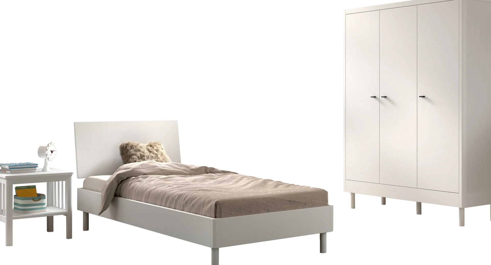 Kinder Vipack Kinderzimmer Forrest: Nachttisch, Bett 90x200, Kleiderschrank - buche