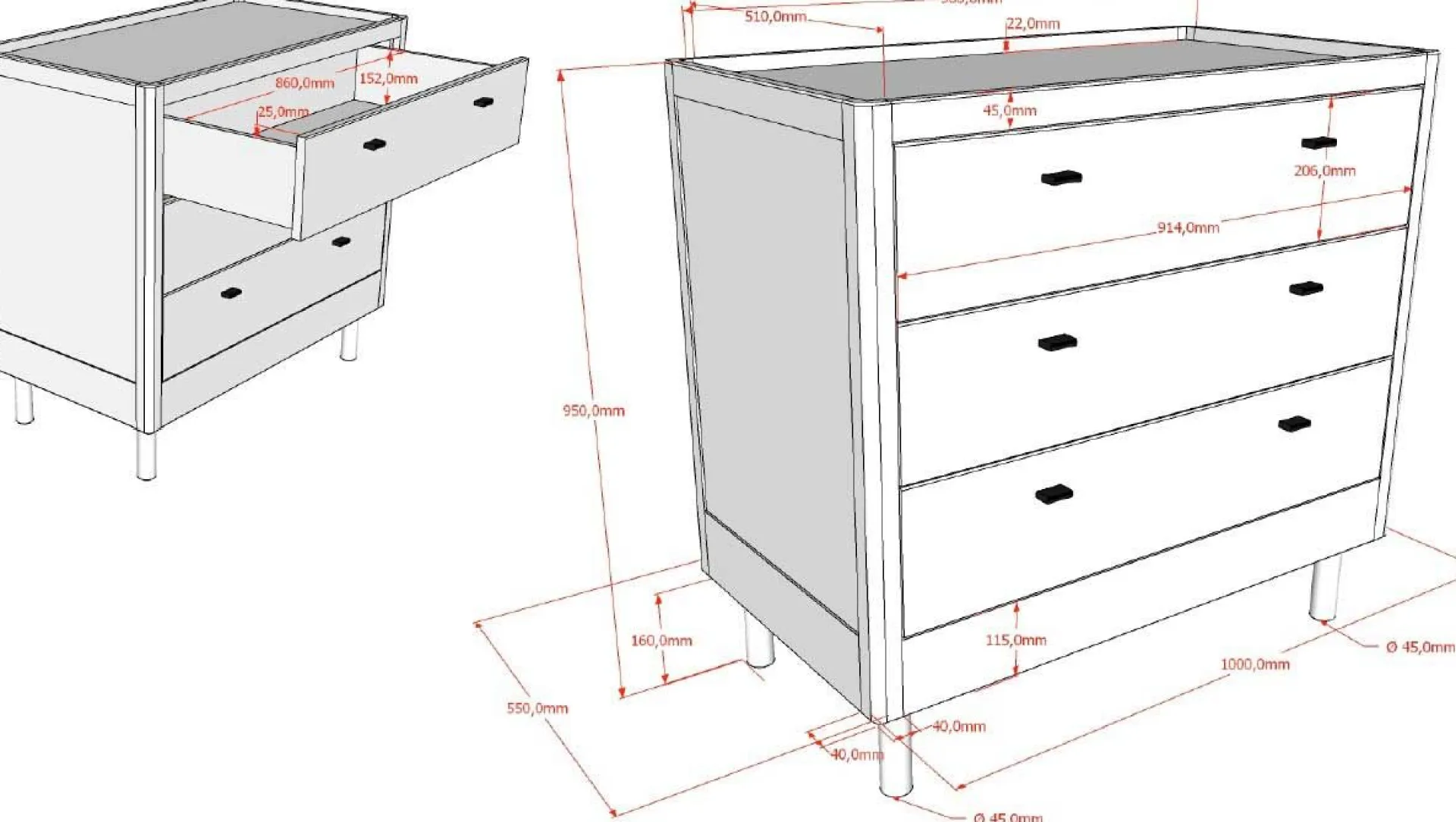 Kinder Vipack Kinderzimmer Forrest: Nachttisch, Bett 90x200, Kleiderschrank, Kommode - buche