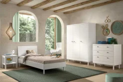 Kinder Vipack Kinderzimmer Forrest: Nachttisch, Bett 90x200, Kleiderschrank, Kommode - buche