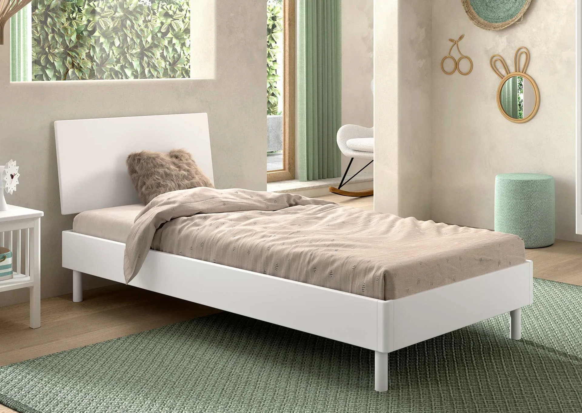 Kinder Vipack Kinderzimmer Forrest: Nachttisch, Bett 90x200, Kleiderschrank, Kommode - buche