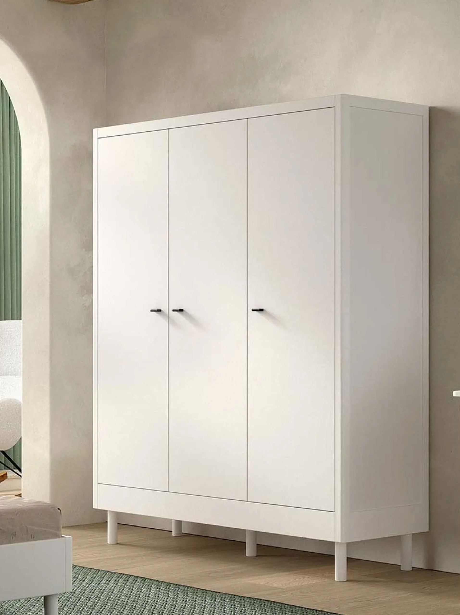 Kinder Vipack Kinderzimmer Forrest: Nachttisch, Bett 90x200, Kleiderschrank, Regal - buche