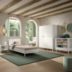 Kinder Vipack Kinderzimmer Forrest: Nachttisch, Bett 90x200, Kleiderschrank, Regal - buche