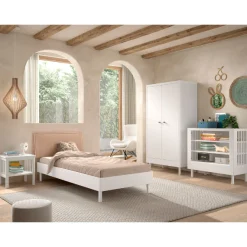 Kinder Vipack Kinderzimmer Forrest: Nachttisch, Bett 90x200, Kleiderschrank, Regal - buche
