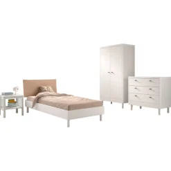 Kinderzimmer Forrest: Nachttisch, Bett 90x200, Kleiderschrank, Kommode - Weißbuche