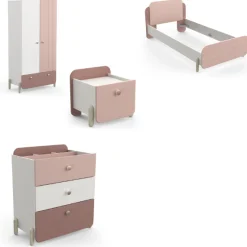 Kinder CBA Kinderzimmer Janne: Bett 90x190cm, Nachttisch, Kommode, Kleiderschrank - /weiß