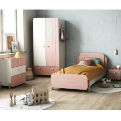 Kinder CBA Kinderzimmer Janne: Bett 90x190cm, Nachttisch, Kommode, Kleiderschrank - /weiß