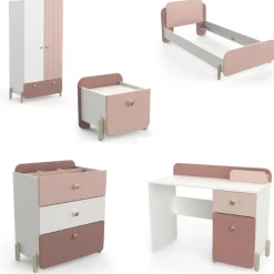 Kinder CBA Kinderzimmer Janne: Bett 90x200cm, Nachttisch, Kommode, Kleiderschrank, Schreibtisch - /weiß