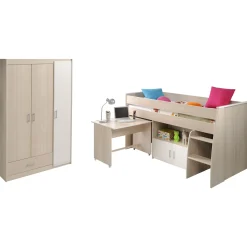 Kinder Parisot Kinderzimmerkombination Charly 90x200 | Halbhohes Bett und Kleiderschrank