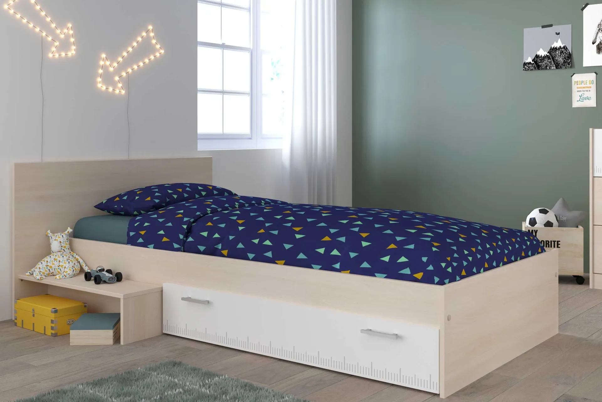 Kinder Parisot Kinderzimmerkombination Charly 90x190 | Kinderbett, Nachttisch, Kommode