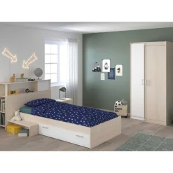 Kinder Parisot Kinderzimmerkombination Charly 90x200 | Kinderbett, Rückenteil, Nachttisch, Kleiderschrank, Kommode