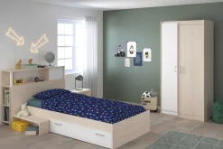 Kinder Parisot Kinderzimmerkombination Charly 90x200 | Kinderbett, Rückenteil, Nachttisch, Kleiderschrank, Kommode