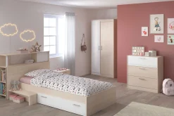 Kinder Parisot Kinderzimmerkombination Charly 90x200 | Kinderbett, Rückenteil, Nachttisch, Kleiderschrank, Kommode