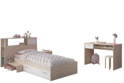 Kinder Parisot Kinderzimmerkombination Charly 90x200 | Kinderbett, Rückwand, Nachttisch, Schreibtisch