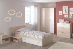 Kinder Parisot Kinderzimmerkombination Charly 90x200 | Kinderbett, Nachttisch, Kleiderschrank, Kommode