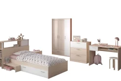 Kinder Parisot Kinderzimmerkombination Charly 90x200 | Kinderbett, Rückwand, Nachttisch, Kleiderschrank, Kommode, Schreibtisch