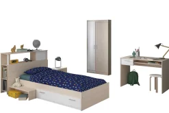 Kinder Parisot Kinderzimmerkombination Charly 90x200 | Kinderbett, Rückenteil, Nachttisch, Kleiderschrank, Schreibtisch