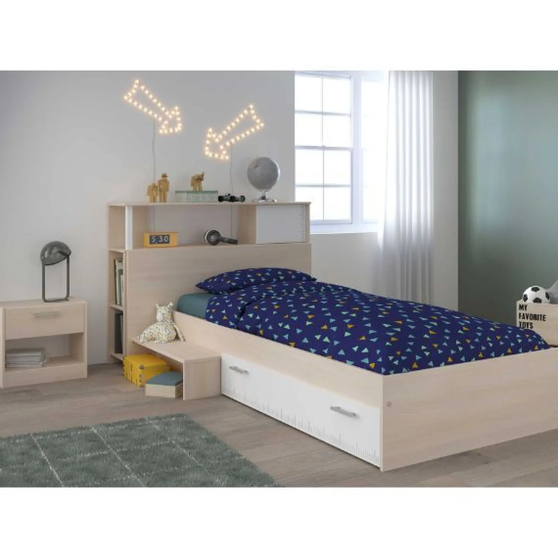 Kinder Parisot Kinderzimmerkombination Charly 90x200 | Kinderbett, Nachttisch, Rückwand