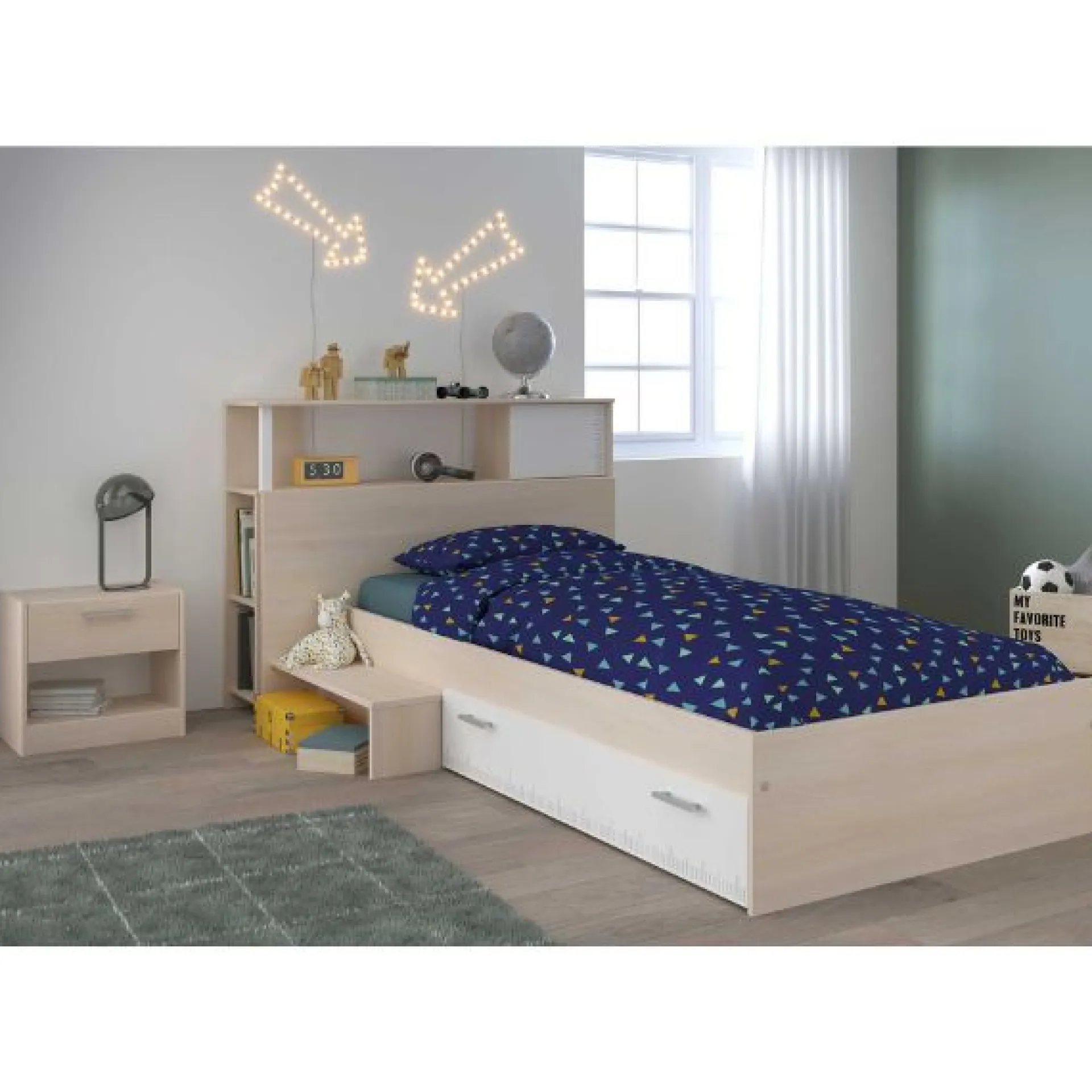 Kinder Parisot Kinderzimmerkombination Charly 90x200 | Kinderbett, Nachttisch, Rückwand