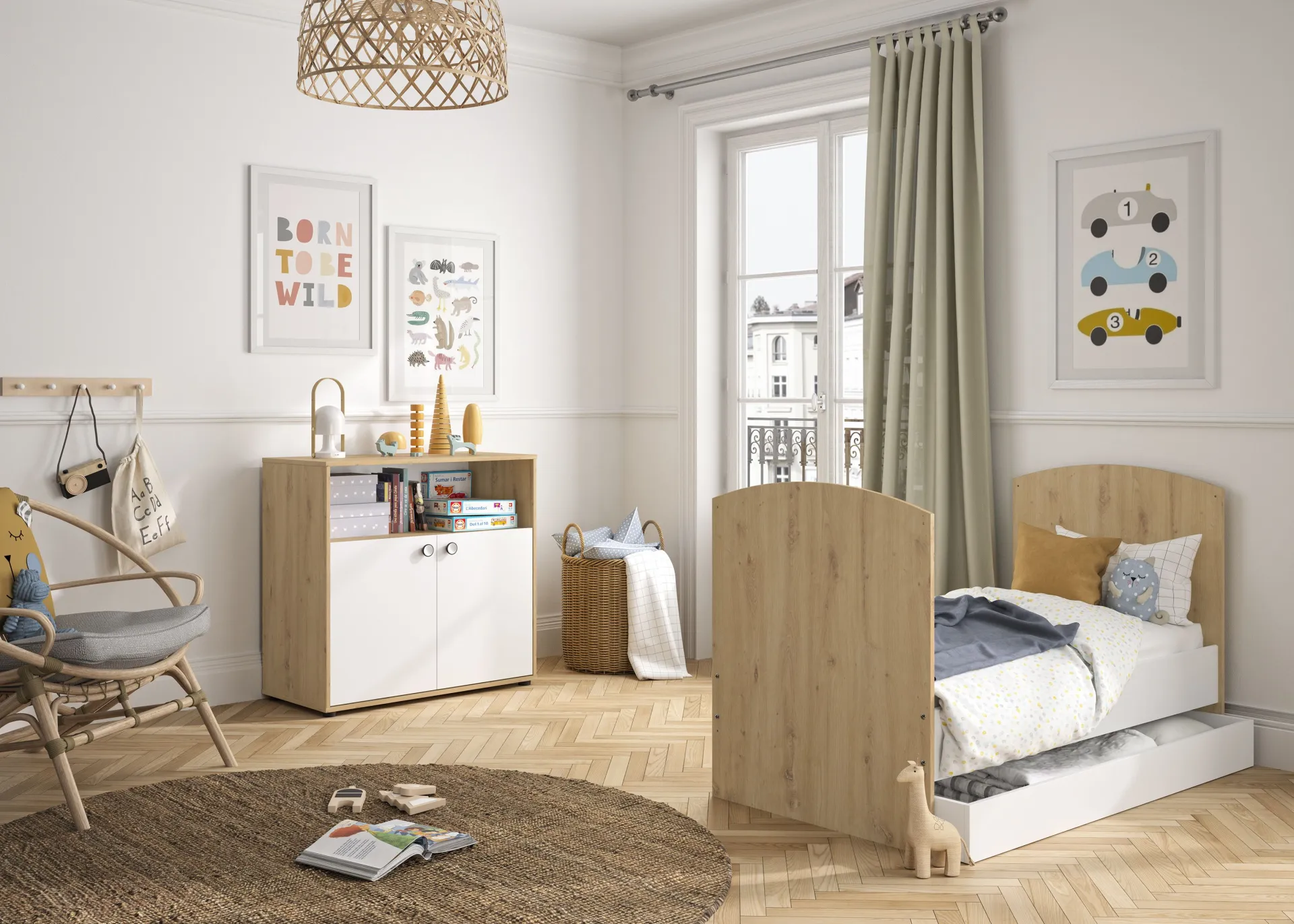 Kinder Gautier - Galipette Kinderzimmer-Set Arthur | Verstellbares Bett und Kommode | Artisan Oak Design