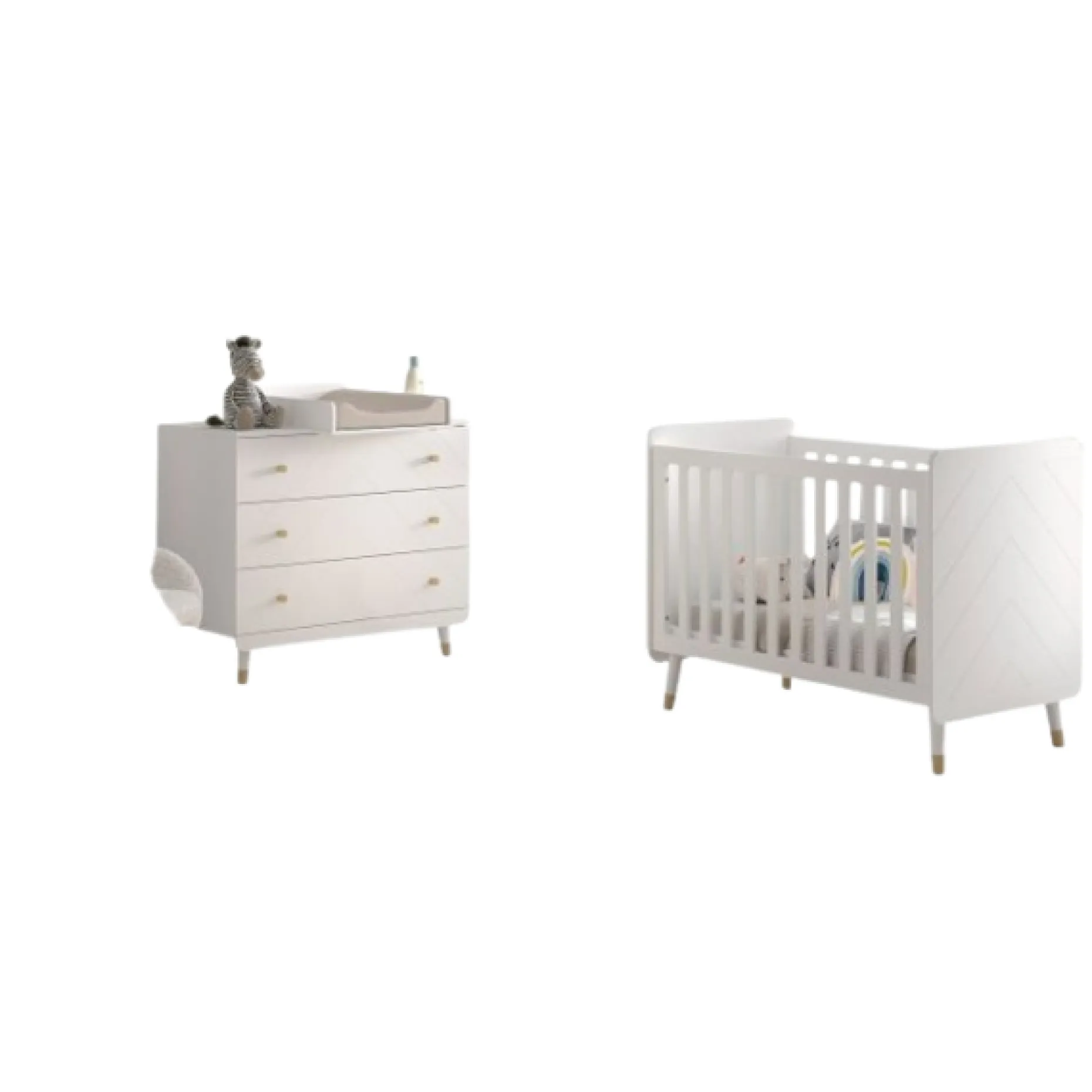 Kinderzimmer-Set Billy - Kommode, Wickeltisch & Babybett - MDF/weiß