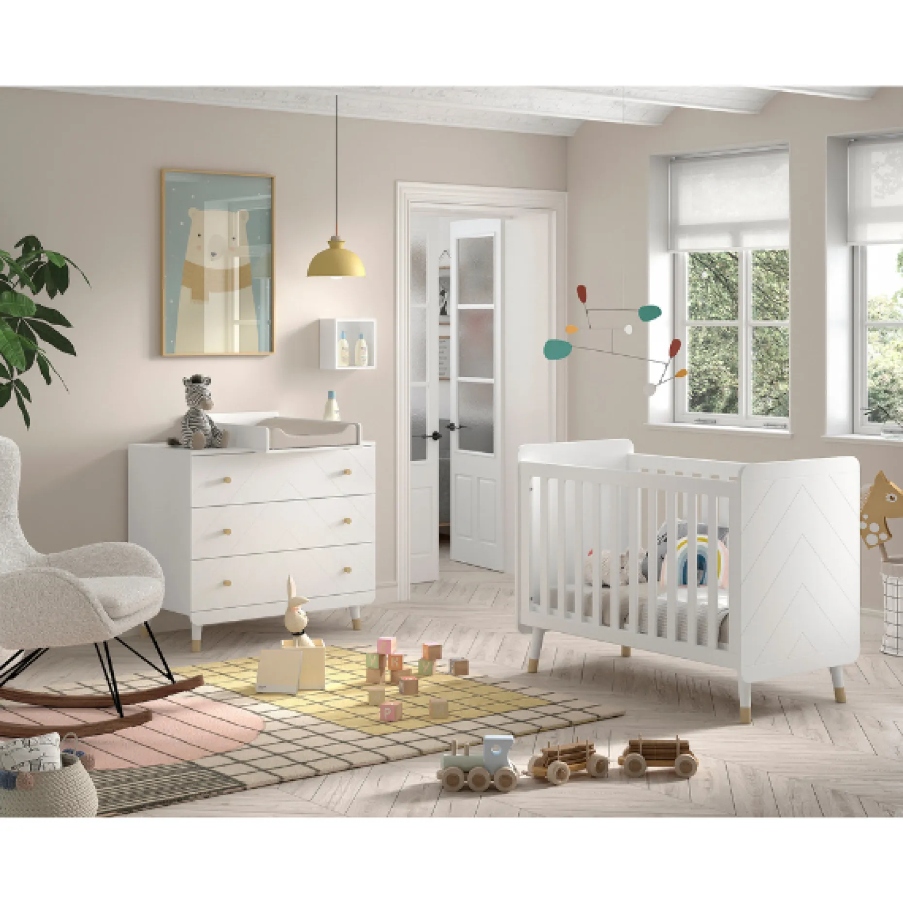 Kinderzimmer-Set Billy - Kommode, Wickeltisch & Babybett - MDF/weiß