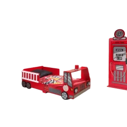 Kinderzimmer-Set Feuerwehr - Feuerwehrbett & Kleiderschrank - MDF/rot
