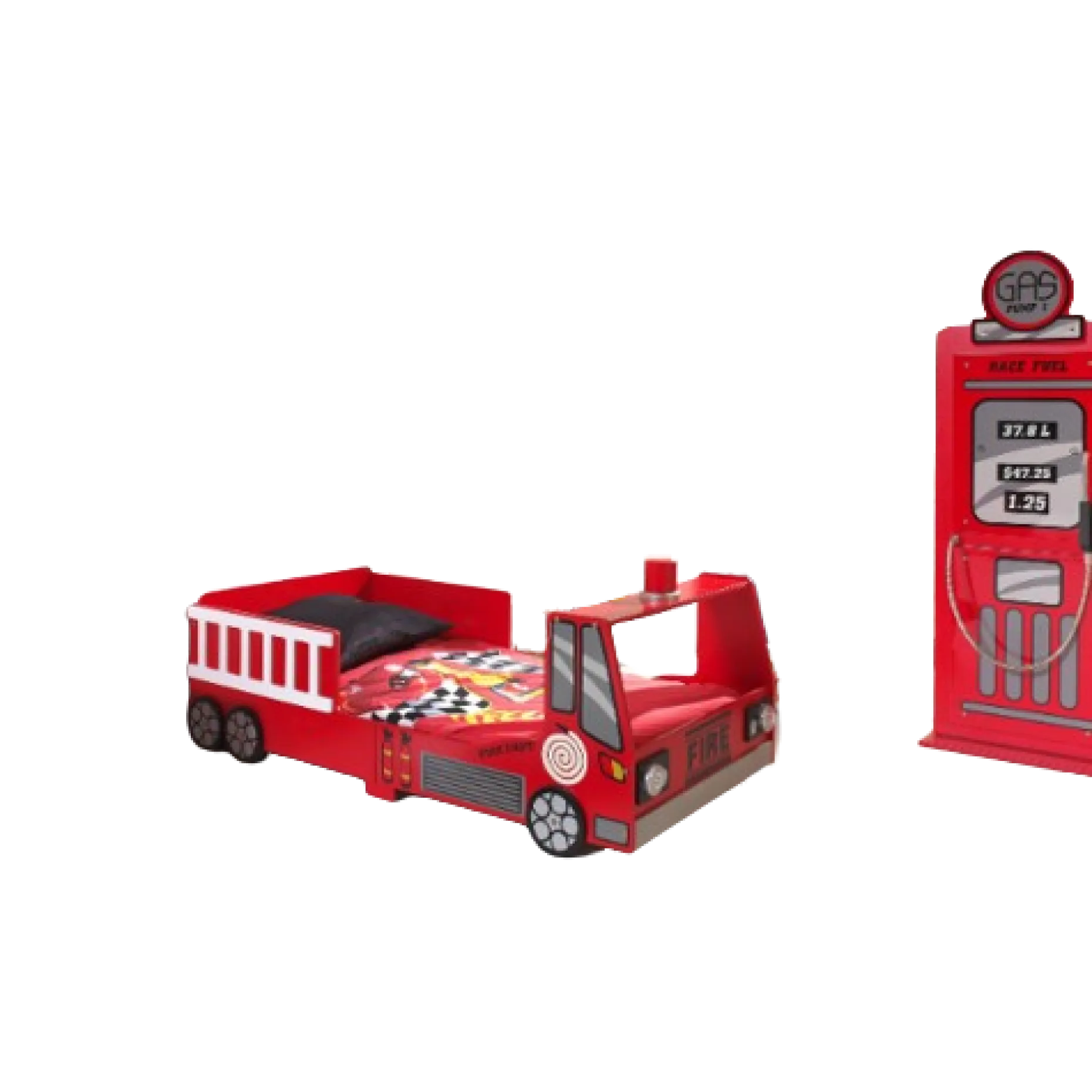 Kinderzimmer-Set Feuerwehr - Feuerwehrbett & Kleiderschrank - MDF/rot