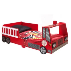 Kinderzimmer-Set Feuerwehr - Feuerwehrbett & Kleiderschrank - MDF/rot