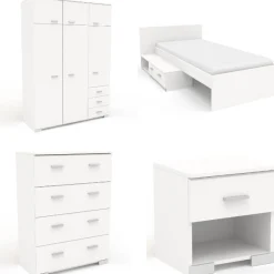 Kinder Parisot Kinderzimmer-Set Galaxy | Einzelbett, Kommode, Kleiderschrank, Nachttisch |
