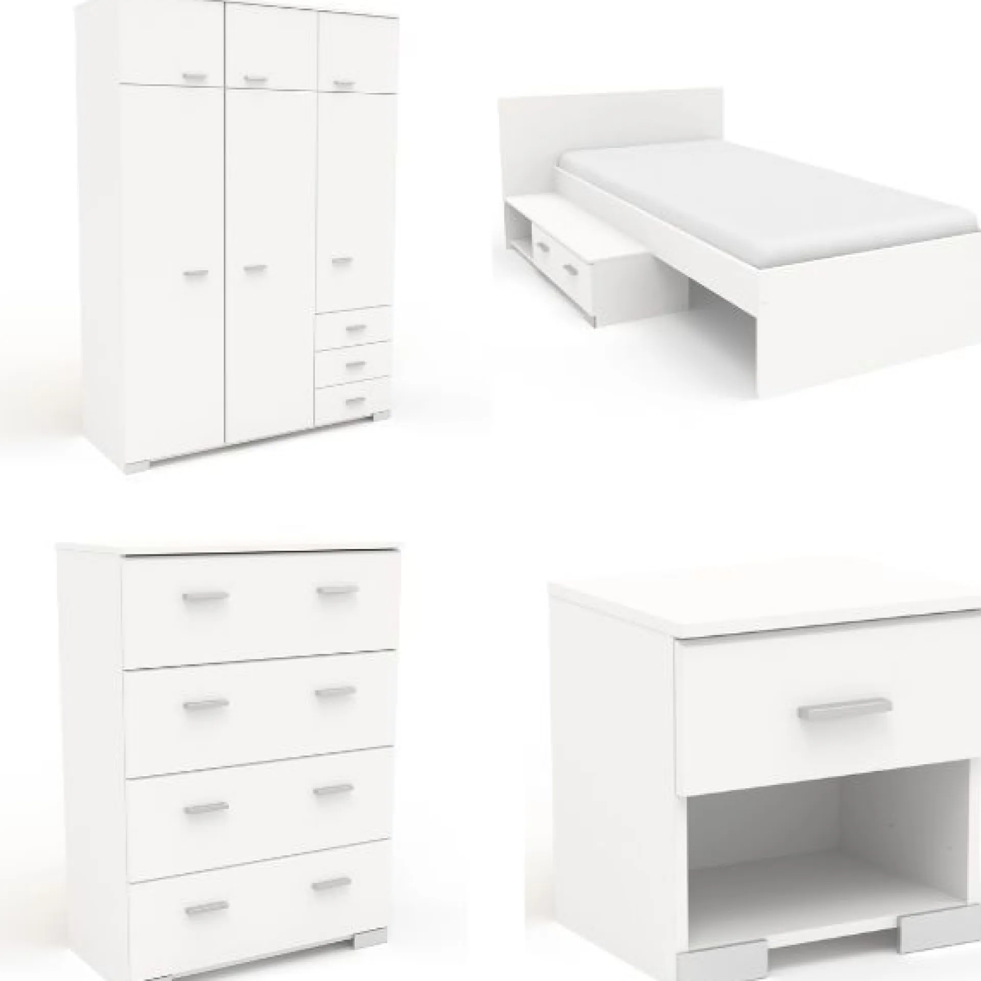 Kinder Parisot Kinderzimmer-Set Galaxy | Einzelbett, Kommode, Kleiderschrank, Nachttisch |