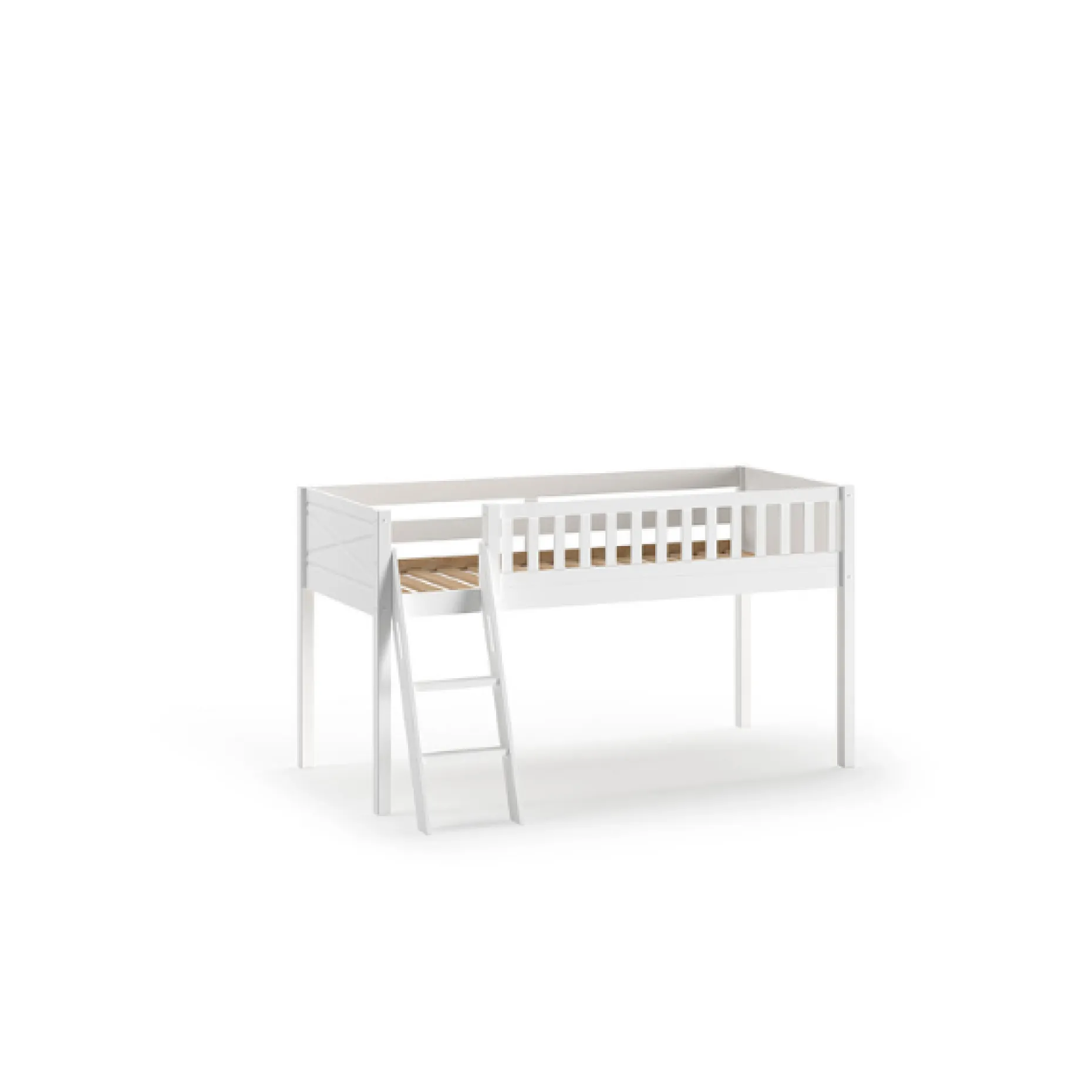Kinderzimmer-Set Scott - Halbhochbett, Schreibtisch & Bücherregal - Weiß