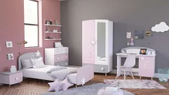 Kinder CBA Kinderzimmer Stellar: Bett 90x200cm, Nachttisch, Kommode, Kleiderschrank, Schreibtisch