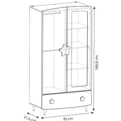 Kinder CBA Kinderzimmer Stellar: Bett 90x200cm, Nachttisch, Kommode, Kleiderschrank