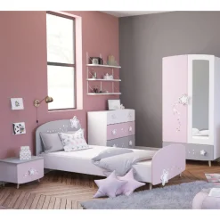 Kinder CBA Kinderzimmer Stellar: Bett 90x200cm, Nachttisch, Kommode, Kleiderschrank