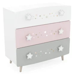 Kinder CBA Kinderzimmer Stellar: Bett 90x200cm, Nachttisch, Kommode, Kleiderschrank